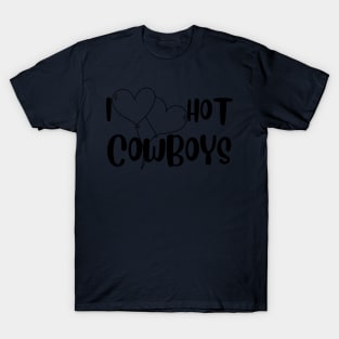 I Love Hot Cowboys Black   - Classic Vintage Summer T-Shirt
